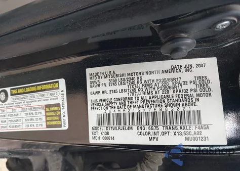 2007 Mitsubishi Endeavor Ls z USA, uszkodzony, nr VIN 4A4MM21SX7E082021